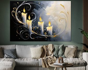 Four candles with decorative paint marks by Imperial Art House