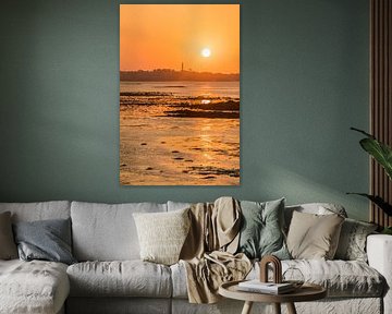 Sunset in the bay of Roscoff with a view of the Ile de Batz, Brittany