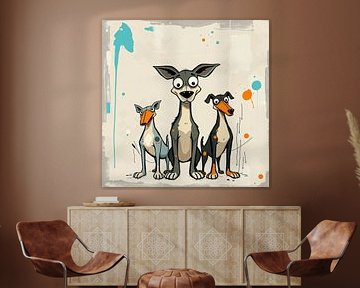 Pack with attitude - Three cartoon dogs in urban art by Wandbilder-Shop
