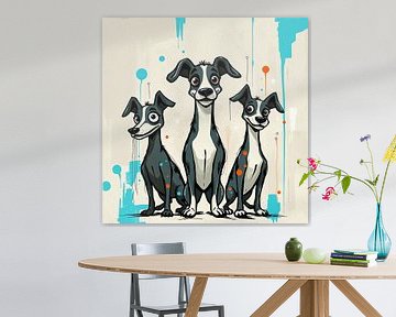 Inseparable - Three dogs in a cheeky urban art style by Wandbilder-Shop