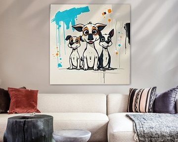 Three dogs - Modern street art mural by Wandbilder-Shop