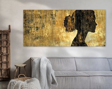 Golden profile woman beige by Art Whims