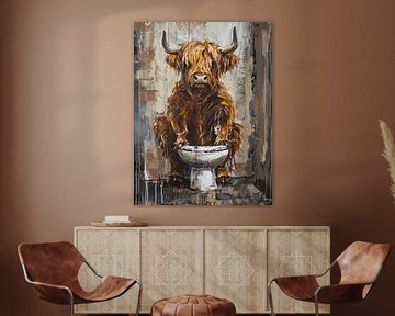 Schottischer Highlander auf der Toilette von Lauren Wilde