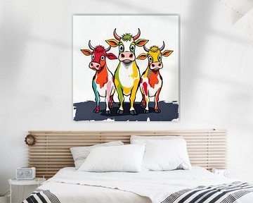 Pop Art Cows - Modern street art mural by Wandbilder-Shop