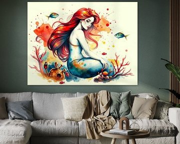 Mermaid on the seabed by Linda de Klein