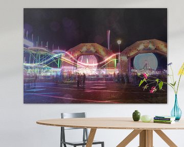 Oktoberfest Kermis Sittard in the evening, long shutter speed and double shot