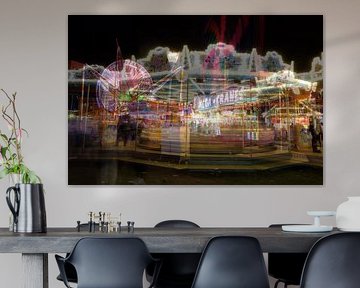 Fair in the evening at Sittard's Oktoberfest, double shot & long shutter speed