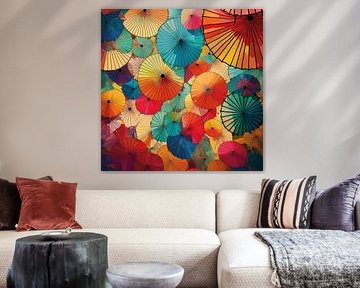 Illustration de parapluies japonais colorés