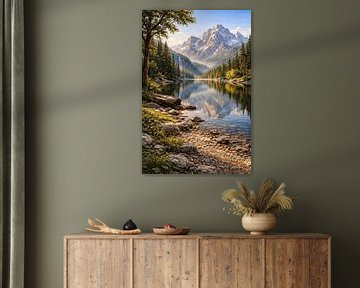 Bergmeer met waterval van Max Steinwald