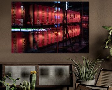 Reflection of red lanterns in Tokyo by Marco Leeggangers