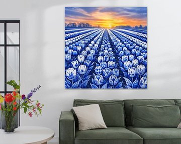 Cobalt Tulip Sea, Delft Dawn in the bulb fields