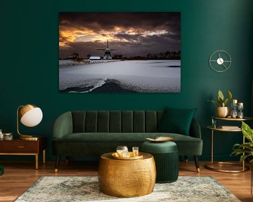 Windmühle Zevenhuizer Verlaat im Schnee II