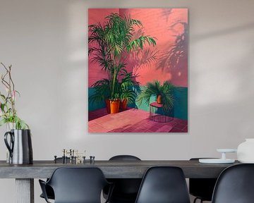 Surreal Mediterranean indoor garden with palm plants by Roger VDB