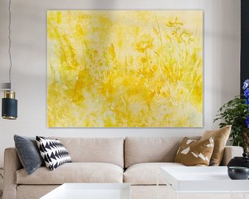 Wildblumen Traum, modern abstrakt in butter gelben Farben von FRESH Fine Art