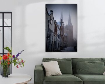 Deventer Bergkerk in de mist van Framed by Elisabeth