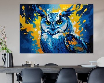 Hibou avec effets de peinture ardente sur Art & Soul Creations