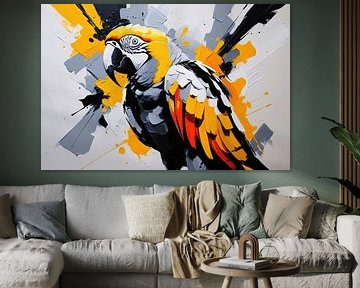 Parrot in expressive colour fields by Art & Soul Creations