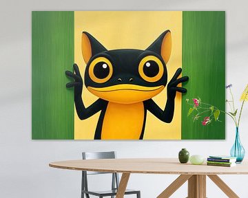 Cartoon cat behind green strips by Art & Soul Creations