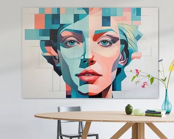 Cubist portrait with colour boxes by Art & Soul Creations