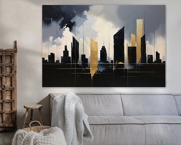 Abstrakte Stadt mit goldenen Oberflächen von Imperial Art House