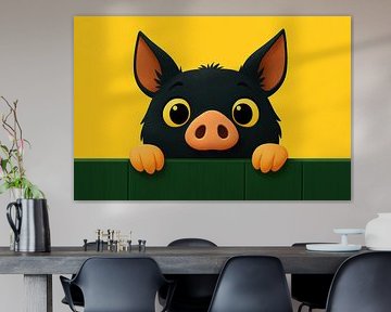 Black piglet with big eyes by Imperial Art House