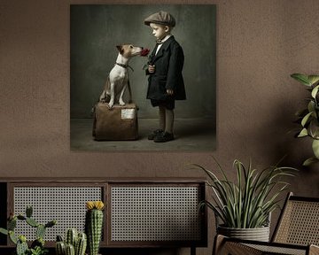 Kleiner Gentleman & Sein Hund | Vintage Fine Art Portrait