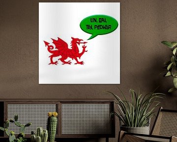 Der walisische Drache zählt in der walisischen Sprache bis vier. von Grüntyers .