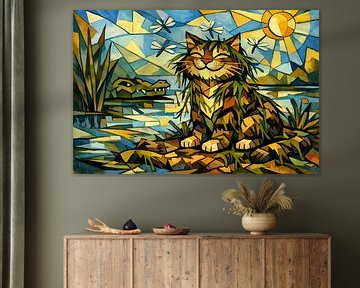 Cat and Crocodile in the swamp