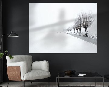 Een sneeuwbui kleurt het landschap wit in de polder - Noordeloos