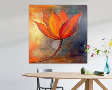 Tangerine Twist, abstract flower in deep orange