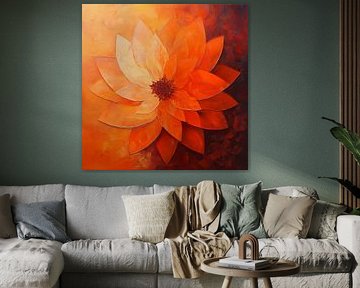 Tangerine Twist, abstracte bloem in diep oranje