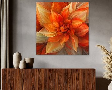 Tangerine Twist, abstracte bloem in diep oranje