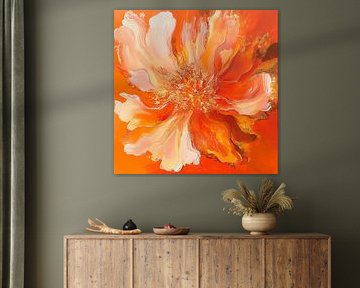 Tangerine Twist, abstracte bloem in diep oranje