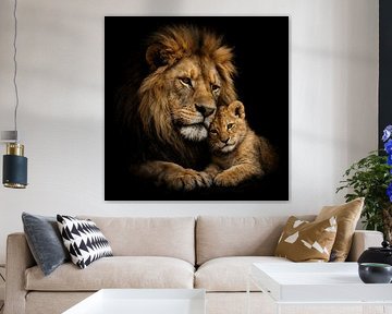Lion and cub in the dark by MNS Designs