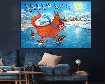 Chat sur la glace glissante sur Linda de Klein