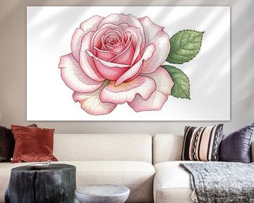 Blushing Elegance: Soft Pink Watercolor Rose Illustration by Syapaat syapaat