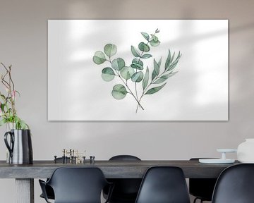 Silver Dollar Eucalyptus: Minimalist Watercolor Botanical Branch