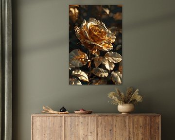 Golden rose petal close-up by MNS Designs