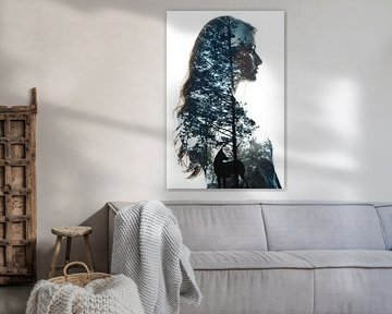 Woman with long hair in front of a forest by MNS Designs