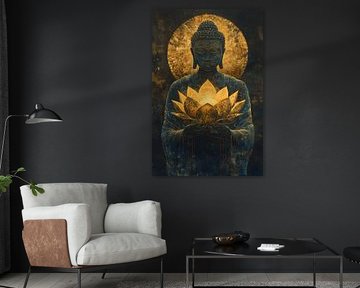 Buddha holds a golden lotus