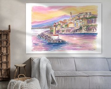 De haven van Bastia op Corsica met vuurtoren en maritieme perspectieven van Markus Bleichner