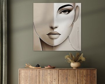 Abstrakte Eleganz - modernes minimalistisches Frauenporträt von Kleurenrijk