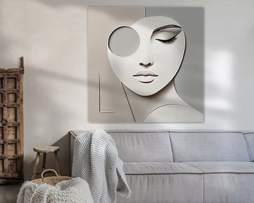 Abstrakte Stille - modernes minimalistisches Frauenporträt von Kleurenrijk