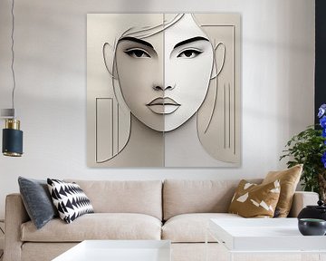 Abstrakte Balance - modernes symmetrisches Frauenporträt von Kleurenrijk