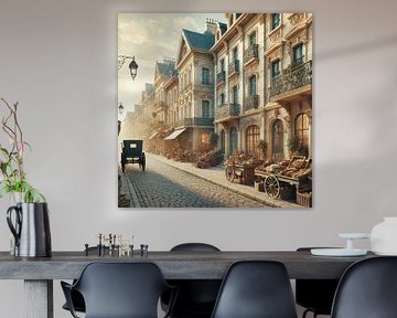 Golden Morning Boulevard - Belle-Époque-Straßenbild mit Marktständen von Kleurenrijk