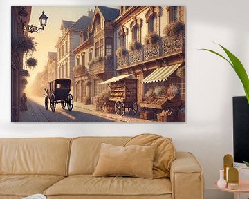 Golden Bakery Street - romantische Morgenstraße im Stil alter Meister von Kleurenrijk
