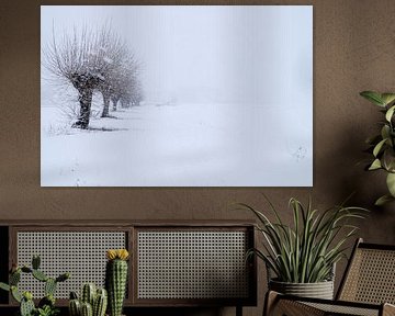 Schneesturm bei Weidenbäumen von Erik Verreijt