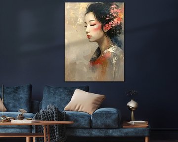 Portrait with flowers and kimono: Modern Classic Japanese Portraits