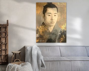 Portrait Samurai with Hair Bun: Modern Classic Japanese Portraits