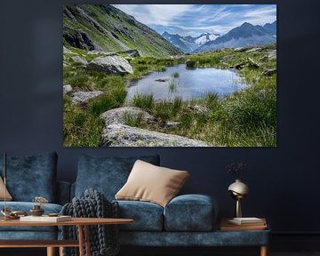 Mountain lake in the Zillertal (Tyrol) with view of snow-capped peaks by Sean Vos
